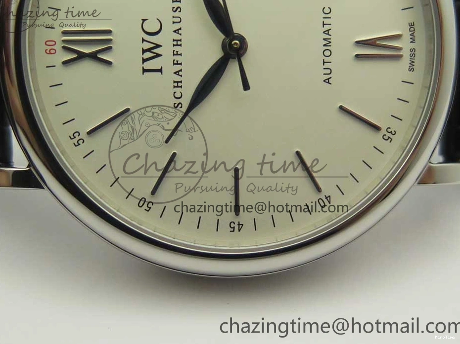 MIROTIME 0303 Supportive Portofino Automatic SS AF 1:1 Best Edition White Dial on Black Croco Leather Strap A 7184